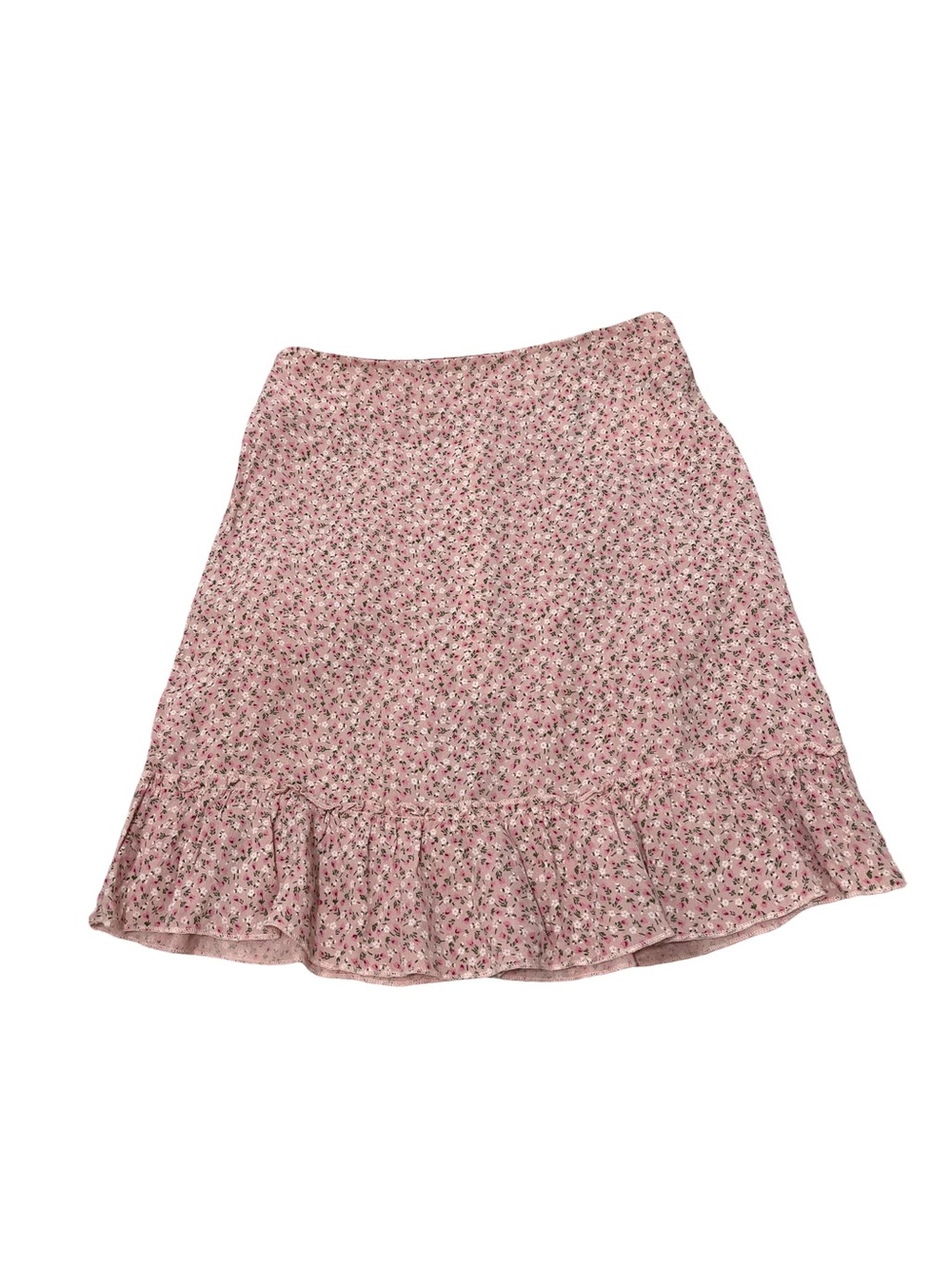 Brandy Melville Cara Pink Floral Mini Skirt Ruffle Hem One Size NWT